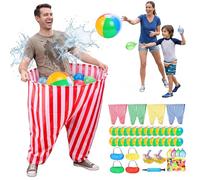 145 PCS Granny Pants Garden Game 4 Pack with 24 Balls, Sports Day Kit Outdoor Games Set Oversized Giant Trousers Ball Catch Game for Kids Adults, Field Day Carnival Birthday Party Family Reunion