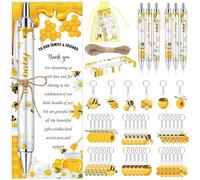 145 Pieces Bee Baby Shower Favors for Guest Honeycomb Ballpoint Pens and Keychains Gifts Bulk Retractable Honey Baby Shower Party Pens Gender Reveal Greeting Cards Souvenirs Prizes