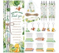 145 Pieces Dinosaur Baby Shower Gifts for Guest It's a Boy Ballpoint Pens and Keychains Favors Bulk Retractable Baby Shower Pens Gender Reveal Thank You Cards Souvenir