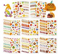1455 PCS Happy Fall Stickers, Self Adhesive Thanksgiving Stickers Cute Maple Leaves/Pumpkin/Mushroom/Squirrel, Hello Autumn Stickers Decoration for Envelope, Party Supplies (40 Sheets)