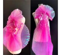 145Cm Wide Soft Pleated Crushed Mesh Fabric Eco-Friendly Woven Textile by The Meter for Stage Background Decor and Design
