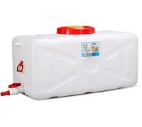 145L Portable Water Storage Tank with Faucet - Large Capacity Plastic Barrel for Outdoor, Industrial, Wine & Chemical Use - Heavy-Duty Horizontal Design for Durability