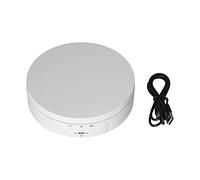 145mm 360° Auto Rotating Display Stand, USB Powered Jewelry Turntable with 3 Speed Control, 90°-180° Angle Adjustment, for Exhibition, Photography & Retail Display ([White 145MM English version])