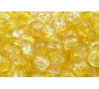 145pcs 6mm Yellow & Clear Crackle Glass Beads