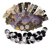 145PCS Vintage Astronomy Stickers, Bronzing Universe Washi Stickers of Space Galaxy Planets Aesthetic Decoration Sticker for Album Laptop Scrapbook Phone Case Envelope Journal Card Making