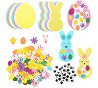 146 PCS Easter Foam Sticker, Glitter Easter Stickers Egg Rabbit Kits, Self-Adhesive Sticker for Kids Easter Bonnet DIY Embellishment Scrapbooking
