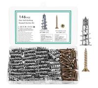 146 Pcs M4 Self Drilling Plasterboard Fixings Heavy Duty, Metal Plaster Board Wall Plugs and Screws Fixings, Drywall Hollow Cavity Wall Fixings Anchors Raw Plugs with Screws and Wall Plugs Set