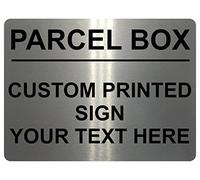 1466 Custom Personalised PARCEL BOX Metal Aluminium Plaque Sign Door House Gate (5x7 inches, Brushed Silver)