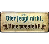 1472 Decorative Tin Sign with German Text "Beer Messen" 28 x 12 cm