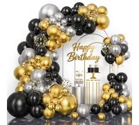 147pcs Black Gold Balloons Garland Arch Kit, 18 12 10 5 inch Gold Black Silver Confetti Balloons for Birthday Graduation Party Decoration New Years Eve Decorations 2026