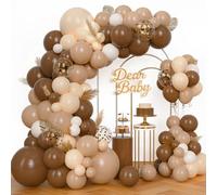 147Pcs Brown Balloons Garland Arch Kit, Different Size Brown Nude Boho Blush Tan Neutral Beige Gold Balloons for Woodland Bear Baby Shower Wedding Jungle Safari Birthday Party Decorations