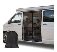 148 * 115 cm Mosquito Net for VW T5 T6 Side Door - Magnetic Fly Screen with 3 Zippers, Breathable Mesh Ventilation, Insect Mesh Sun Shade Privacy Screen Side Door Tent for Camping Outdoor Travel