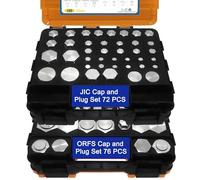 148 PC JIC and ORFS Master Industrial Hydraulic Cap and Plug Hose Tube and Pipe Fitting Kit Cap and Plug Kit Precision Threading in ORFS and 37° Dash Sizes 4 6 8 10 12 16 20 24