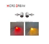 (1488 Chrome Smoke) 8mm 12V Motorcycle LED Turn Signal Lights Brake Light Lamp Flashing Indicator
