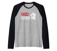 1492 The Beginning of Resistance Native American Raglan Baseball Tee