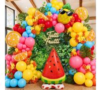 149Pcs Multicolor Fruit Balloon Garland Arch Kit, Summer Tropical Party Decor with Watermelon Pineapple Orange Foil Balloons for Birthday Pool Party Luau Hawaiian Baby Shower Decorations