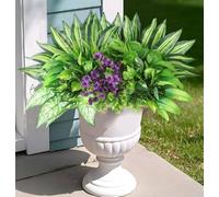 14Bundles Artificial Plants Outdoor Faux Ivy Plants Artificial Greenery Flowers UV Resistant, Realistic Tall Faux Shrubs Greenery Ferns Planter Filler for Outdoor Planter,Window Box,Porch,Garden