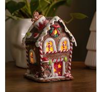 14cm Battery Operated Gingerbread Candy Cottage with Warm White LEDs