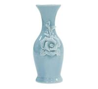 14cm Ceramic Bud Vase Blue 3D Flower Design Decoration Thin Bottle Neck Ornament