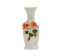 14cm Ceramic Bud Vase Orange 3D Flower Decoration Thin Bottle Neck Ornament