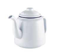14cm FALCON ENAMEL TEAPOT TEA POT 3 PINTS 1.5L TRADITIONAL OLD STYLE CAMPING (White)