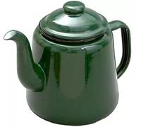 14cm Falcon Enamel Teapot Tea Pot 3 Pints 1.5L Traditional Old Vintage Camping Easy to Fill with Handles Tough Durable Glossy Enameled Finish with Lids (Green, 1 Litre)