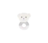 14cm Keeleco Baby White & Grey Bear Ring Rattle - Plush Soft Toy