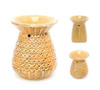 14cm Rattan Design Essential Oil Fragrance Burner | Ceramic Oil Burner Tealight Candle Holder | Aromatherapy Lamp - Design Varies One Supplied