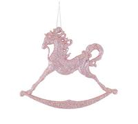 14cm Rocking Horse Christmas Tree Hanging Glitter Decoration - Pink