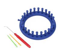 14cm Round Knitting Loom Set with Hook Needle & Plastic Suture Needle, Beginner Friendly DIY Craft Tool for Hat Scarf Shawl Sweater Sock Blanket Knitting (Blue)