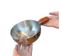 14cm Single-Person Pot Stainless Steel Bowl Walnut Wood Handle Fruit Salad Yogurt Bowl Restaurant Breakfast Cooking Tool