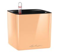 14Cm Square Planter, Apricot High-Gloss Plastic Self-Watering Planter With Water Level Indicator Lechuza Cube Glossy