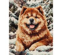 14Ct Cross Stitch,Chow Chow,15.7X19.7Inch (40X50Cm) 14 Count Counted Stamped Pre Printed Cross Stitch Embroidery Kits For Adults Beginners Starter Advanced Easy Crossstitch Patterns Set Wall