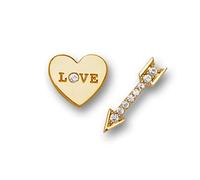 14ct Gold Mis match Love Heart Arrow CZ Stud Post Screw Back Earrings Yellow Gold (6mm X 8mm Yellow Gold)-Stud Earring for Women