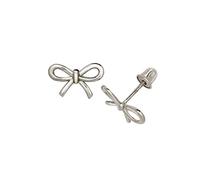 14ct Gold Small Bow Collection Ribbon Stud Post Screw Back Earrings White Gold (8mm X 6mm white Gold)-Stud Earring for Women