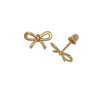 14ct Gold Small Bow Collection Ribbon Stud Post Screw Back Earrings Yellow Gold 8mm X 6mm Yellow Gold-Stud Earring for Women