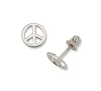 14ct Gold Small Polished Peace sign Stud Post Screw Back Earrings White Gold (7mm) (White Gold)-Stud Earring for Women