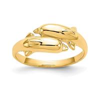 14ct Real Solid Yellow Gold Double Dolphin Ring 2.08 gram for Women