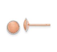 14ct Rose Gold With White Gold Accent Brushed Post Earrings 6.68x6.65mm Wide Stud Earring for Women