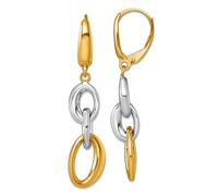 14ct Solid Gold Two Tone Polished Fancy Link Earrings 43x9.97mm Wide Stud Earring for Women