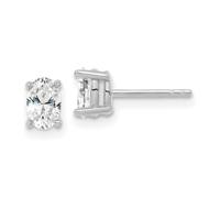 14ct Solid White Gold 5.35x3.65mm Oval Lab Grown Diamond Si1 Si2 G H I Stud Earrings 5.38x4mm Wide-Stud Earring for Women