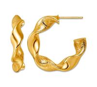 14ct Solid Yellow Gold Polished and Textured Twisted Post C-hoop Post Earrings 26.2x26.9mm Wide 5.8mm Thick Hoop Earring for Women