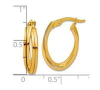 14ct Solid Yellow Gold Polished Grooved and Twisted Oval Hoop Earrings 19.9x13.1mm Wide 5.5mm Thick-Hoop Earring for Women