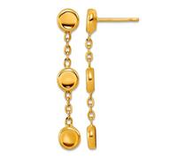 14ct Solid Yellow Gold Polished Round Disc Post Long Drop Dangle Earrings 36.4x5.7mm Wide Dangle Earring for Women