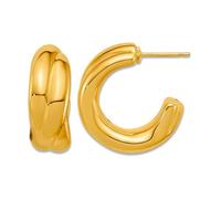 14ct Solid Yellow Gold Polished Twisted C-hoop Post Earrings 21.4x21mm Wide 8mm Thick Hoop Earring for Women