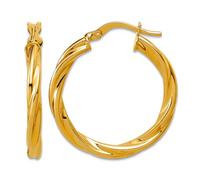14ct Solid Yellow Gold Polished Twisted Round Hoop Earrings 30.4x29.5mm Wide 2.5mm Thick-Hoop Earring for Women