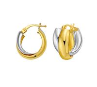 14ct Two-tone Gold Interlocking Trinity Hoop Earrings With Hinged Clasp Hoop Earring for Women