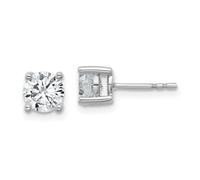 14ct White Gold 1 1/2 Weight in Carat Cert Lab Grown Diamond VS+ F+ Round 4 Prong Heavy Weight Earrings 6.2x6.2mm Wide Stud Earring for Women