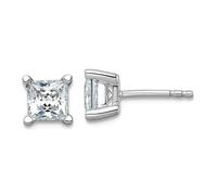 14ct White Gold 1 1/2 Weight in Carat Lab Grown Diamond VS+ F+ Princess 4 Prong Heavy Weight Earrings 5.65x5.65mm Wide Stud Earring for Women