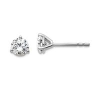 14ct White Gold 2/3 Weight Carat Total Weight Round VS SI D E F Lab Grown Diamond 3 Prong Stud Post Earrings 5.15x4.95mm Wide-Stud Earring for Women